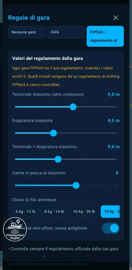 Regole di gara FIPSAS: valori del regolamento e classi di filo